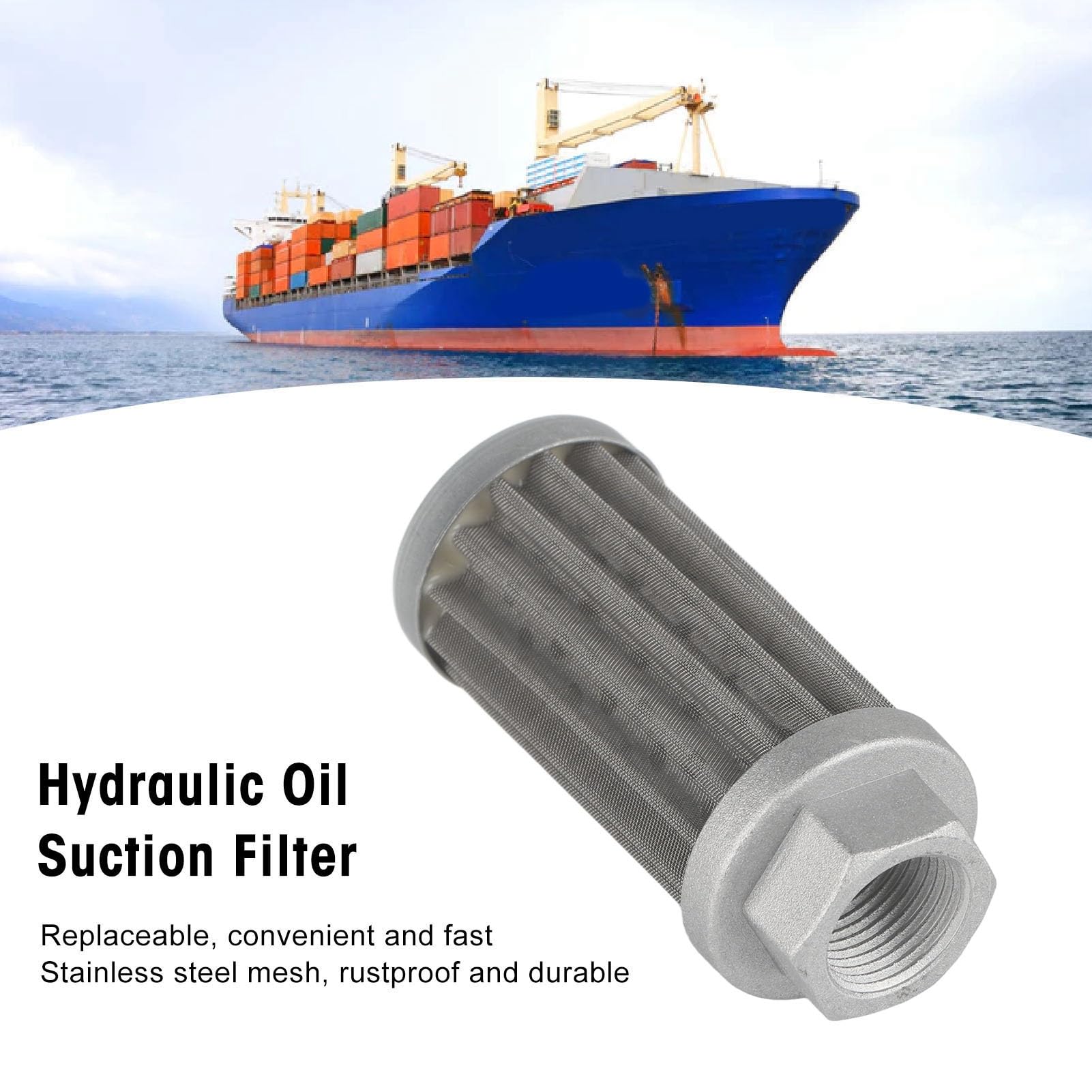 Generic Crépine D'aspiration Hydraulique Efficace en Acier Inoxydable, Large Application, Filtre à Carburant D'aspiration, Connexion Tubulaire pour Machines Lourdes (taille : 3,3" X 1,4")