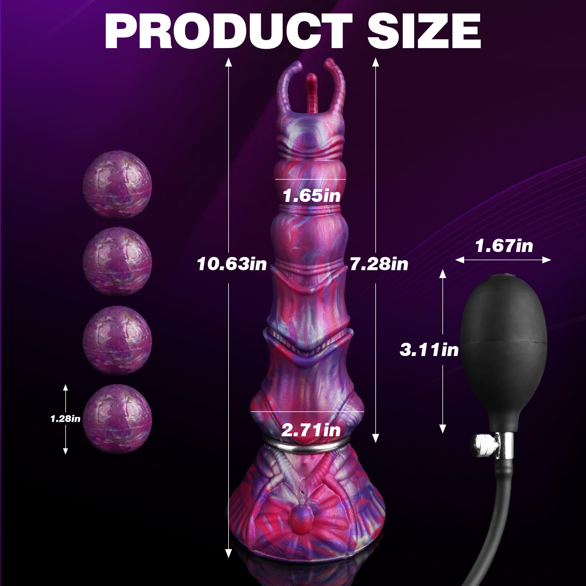 10" Monster Dildo Huge Thick Ovipositor Dildo with 4 Eggs, Big Fantasy Anal Dildos Horse Knot Dragon Dildos with Inflatable Pump, Dog Sex Toy with Strong Suction Cup, Adult Toys for Women Men