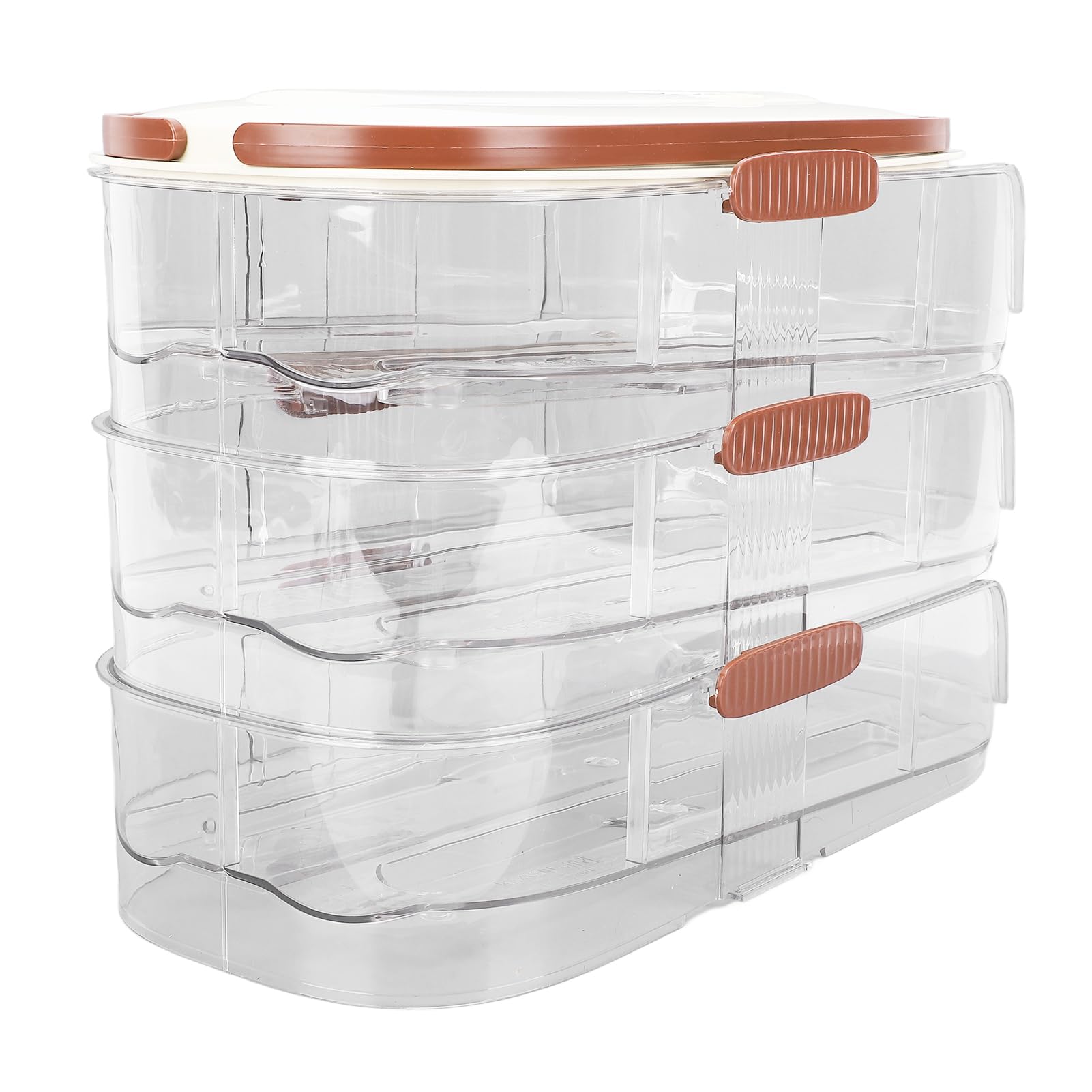 Cocoarm 3-lagige Eier-Aufbewahrungsbox, Rollender Eierhalter aus PET PP mit Deckel, Automatisches Vorwärtsrollen, Transparentes Tablett, Verdeckter Griff, Kühlschrank-Eier-Organizer für K (Zweireihig)