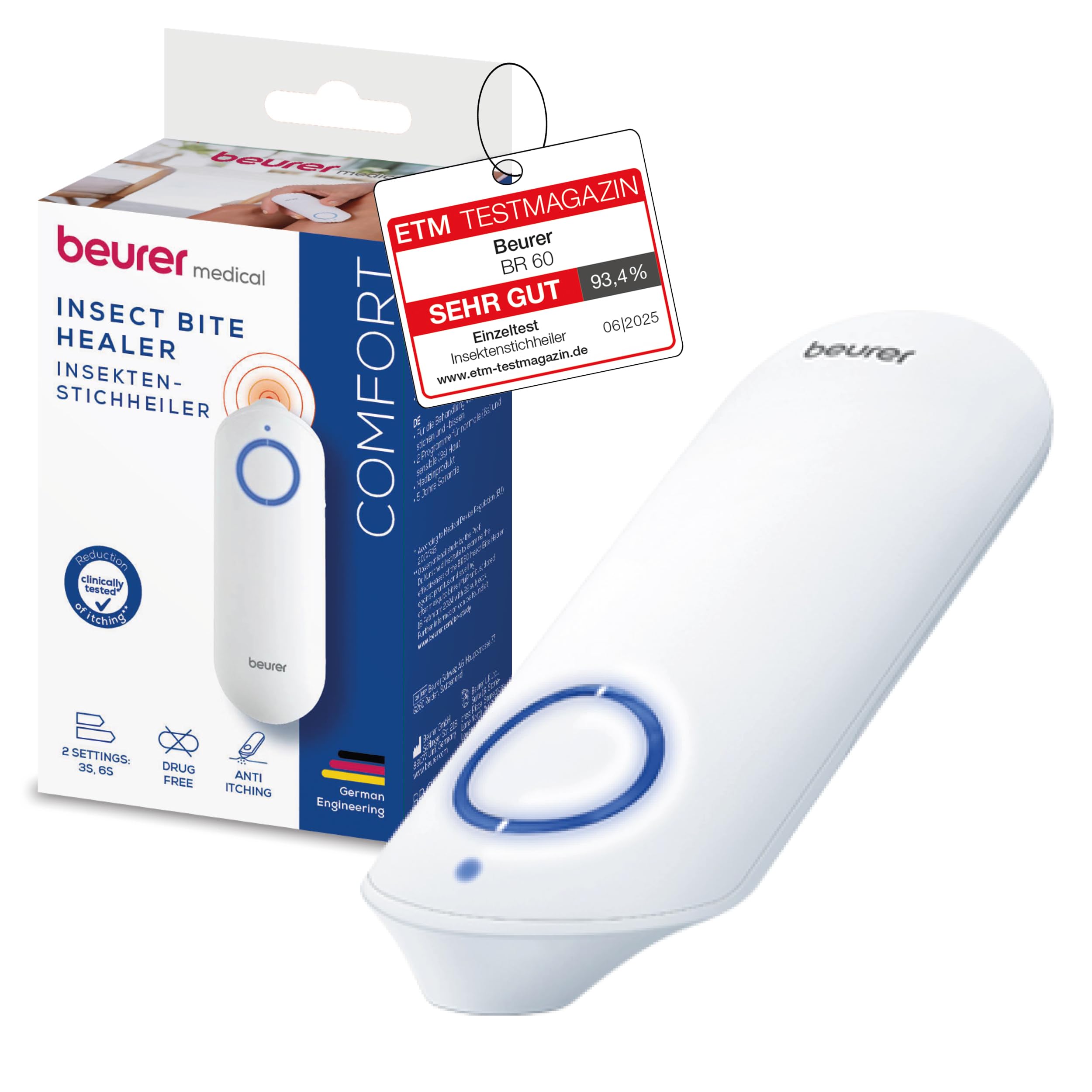 Beurer BiteX Original Insect Bite Healer BR 60, bite healer heat pen for the treatment of insect bites and stings, electric bite healer, holiday gadget, relieves itching