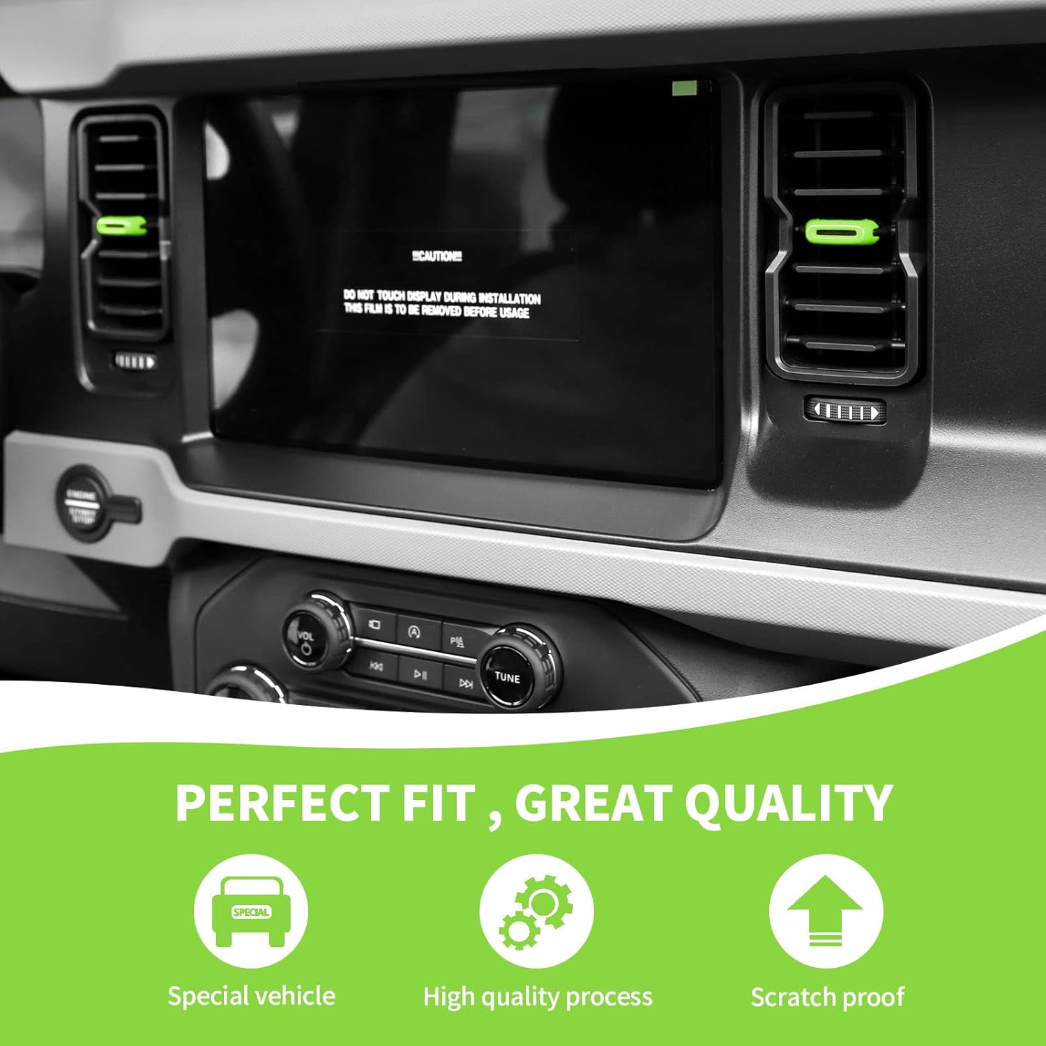 RAZPOY for Bronco Air Conditioning Outlet Adjustment Trim, 4PCS Central Control Air Outlet Vent Cover Compatible with 2021-2025 Ford Bronco Interior Accessories, Light Green
