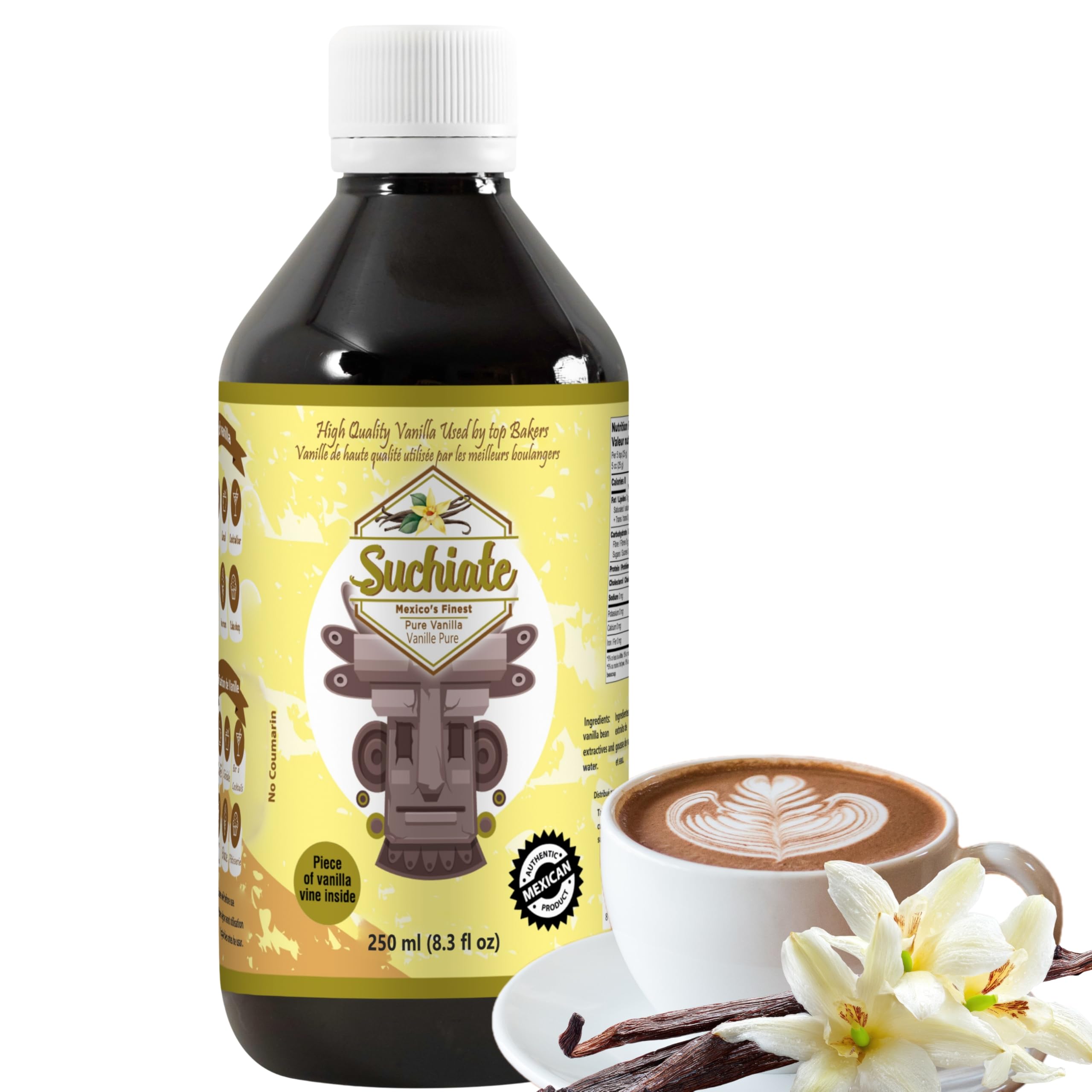 - Suchiate Pure Vanilla | Mexican Vanilla for Baking and Desserts | Made with Real Vanilla Bean | Vainilla Mexicana Buena 8.3oz (250 ml)
