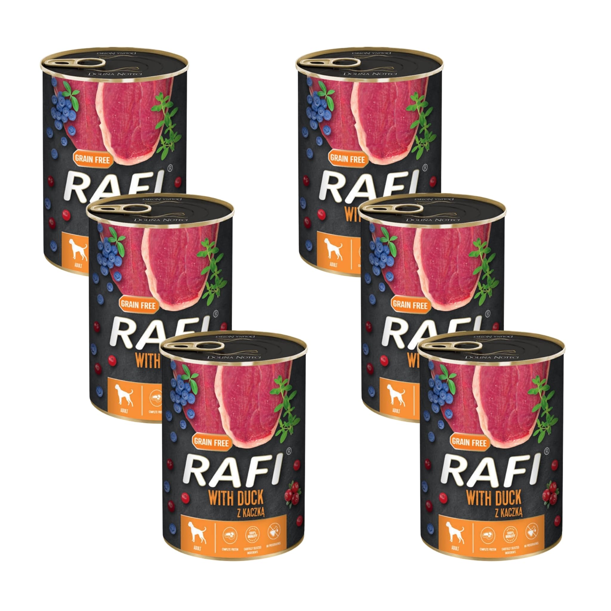 Rafi Complete Adult Wet Dog Food, Duck, 6 x 400g Cans