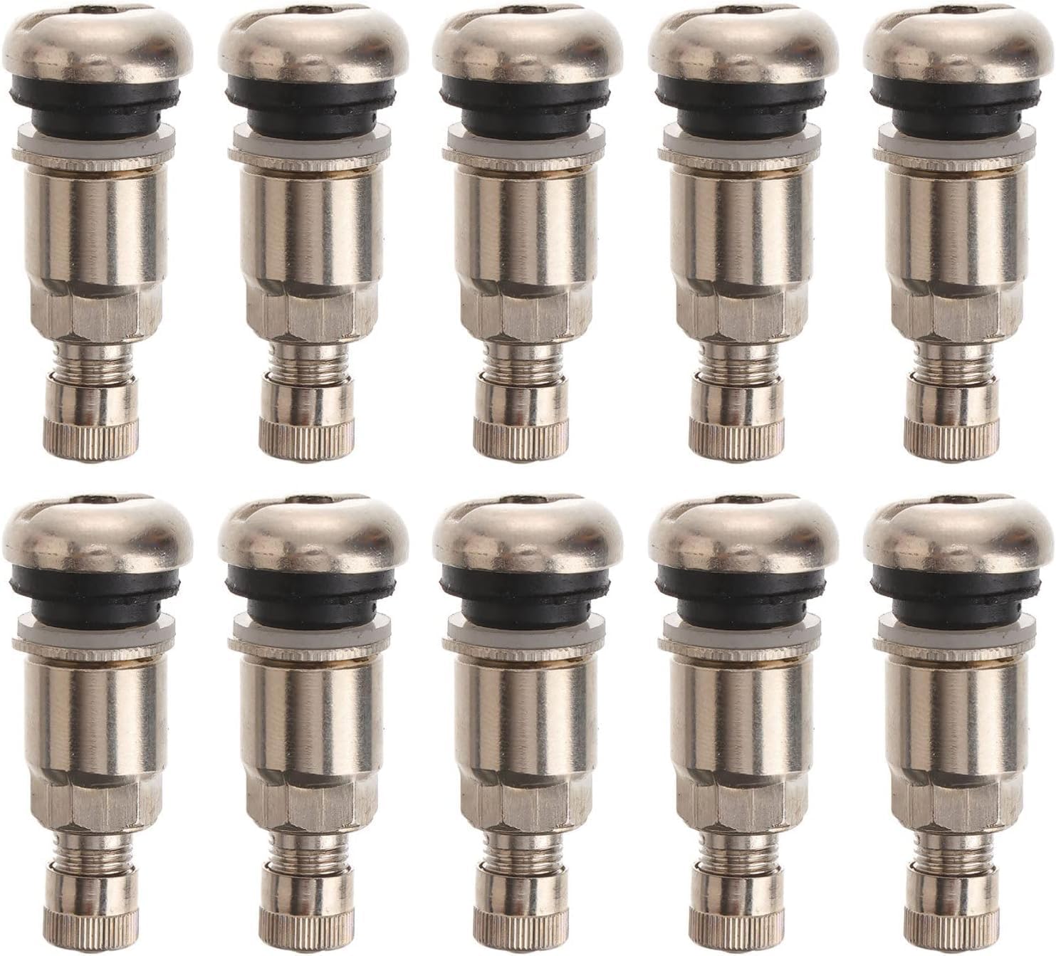 10pcs Tire Valve Automotive Bolt- in Metal Valve Stem Valves Stems for Tire Bolt in Angled Valve Stems Car Tubeless Tyre Car Tire Wheel Stud Bolts Trailer Thread Stainless Steel