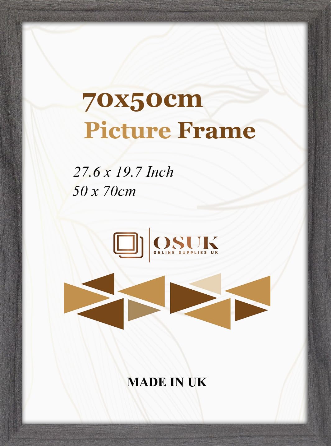 Osuk Ltd Grey Osuk Limited 50X70 Cm Poster Frame - Large Picture Frames 28 X 20 Inch (70Cm X 50Cm) - 500 X 700Mm Wooden Frames With Safe Perspex Front & Wall Mounting