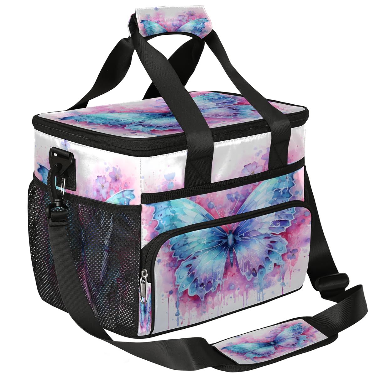 Blue Butterfly Watercolor Insulated Picnic Backpack Lunch Box for Women Men Picnic Basket Tote Lunch Bag Picnic Bag Portable Lunch Bags for Picnic, Beach, Work, Trip,Office, Camp Butterfly
