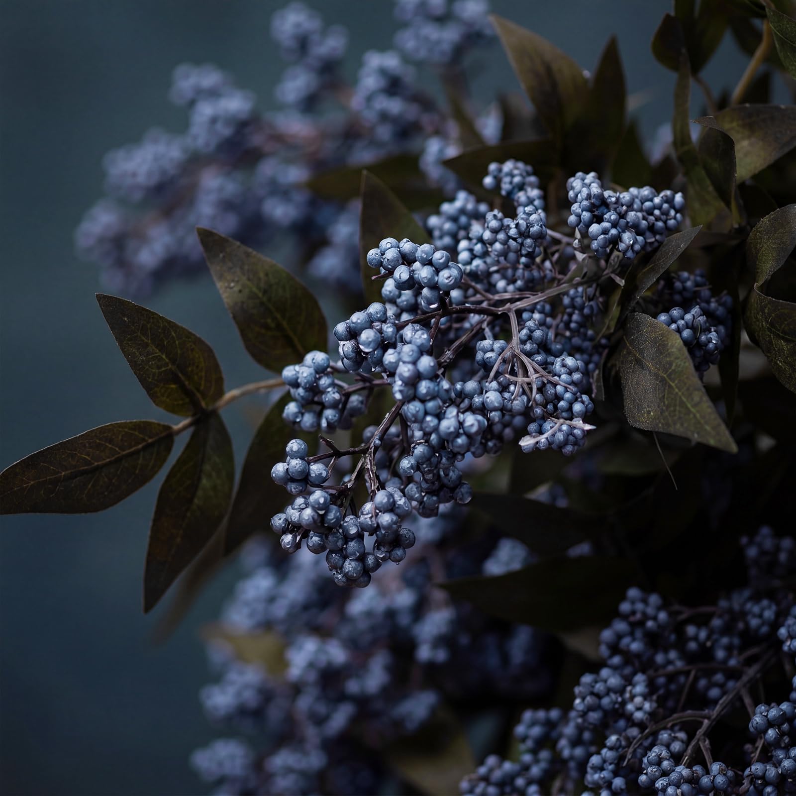 Zeyune 3 tallos artificiales de arándanos artificiales de otoño, ramas de bayas azules, ramas de sedum falso para vacaciones, temporada, granja, repisa, repisa, decoración del hogar (35 pulgadas)