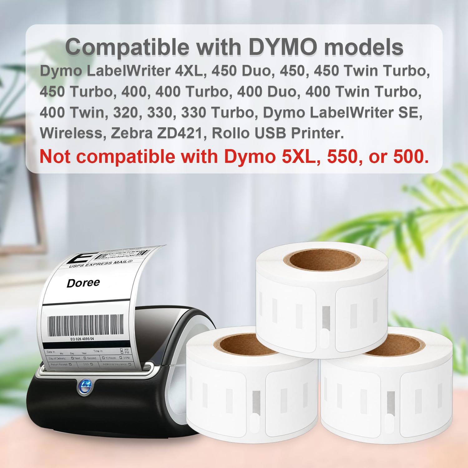 DOREE 12 rotoli 99010 S0722370 Etichette standard per indirizzi, 28x89 mm | etichette 28 mm x 89 mm compatibili con Dymo LabelWriter 400, 450, 450 Duo, 450 Turbo 4XL, 320 (130 etichette per rotolo)