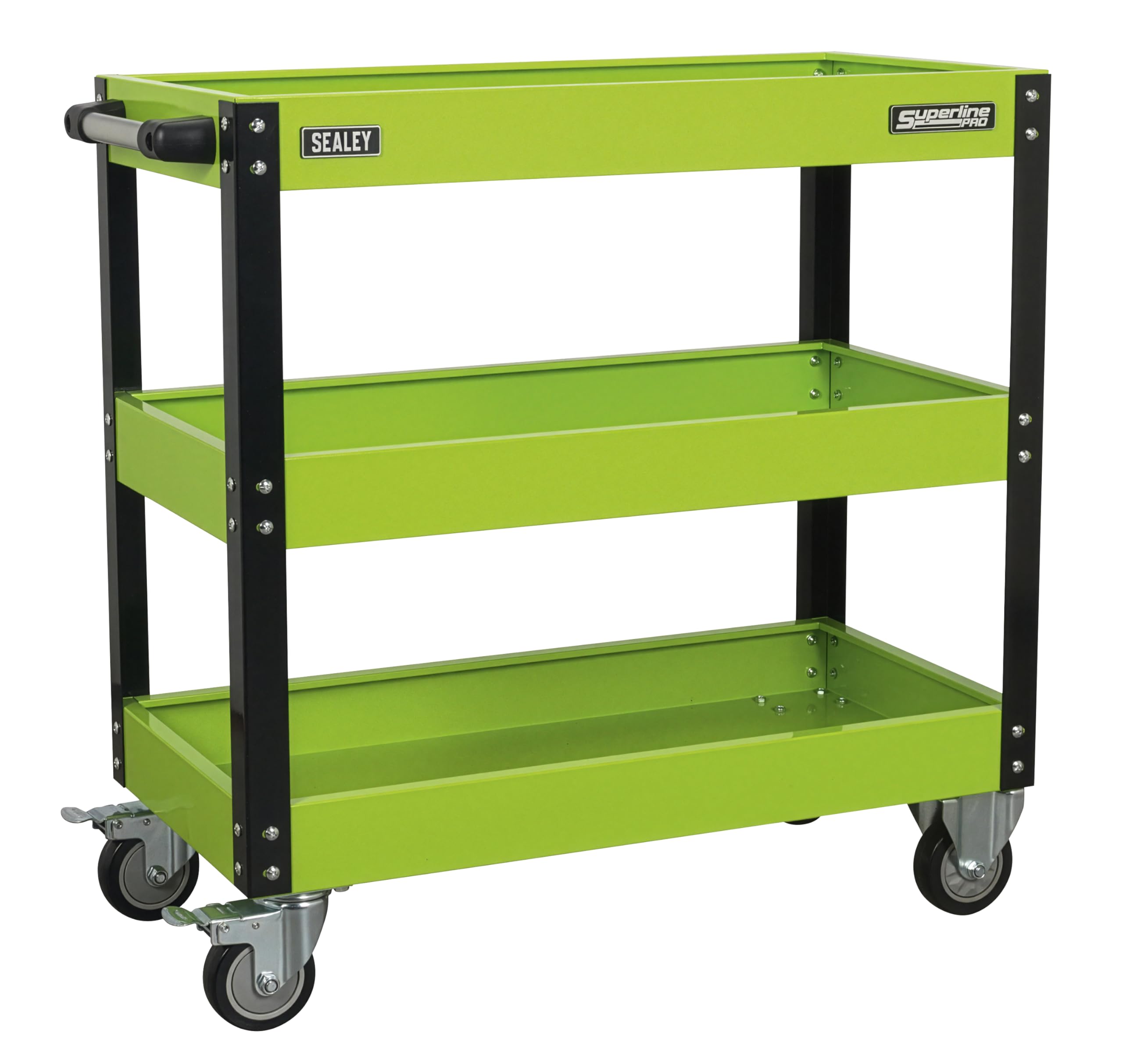Workshop Trolley 3-Level Heavy-Duty - Hi-Vis Green 5054511203394