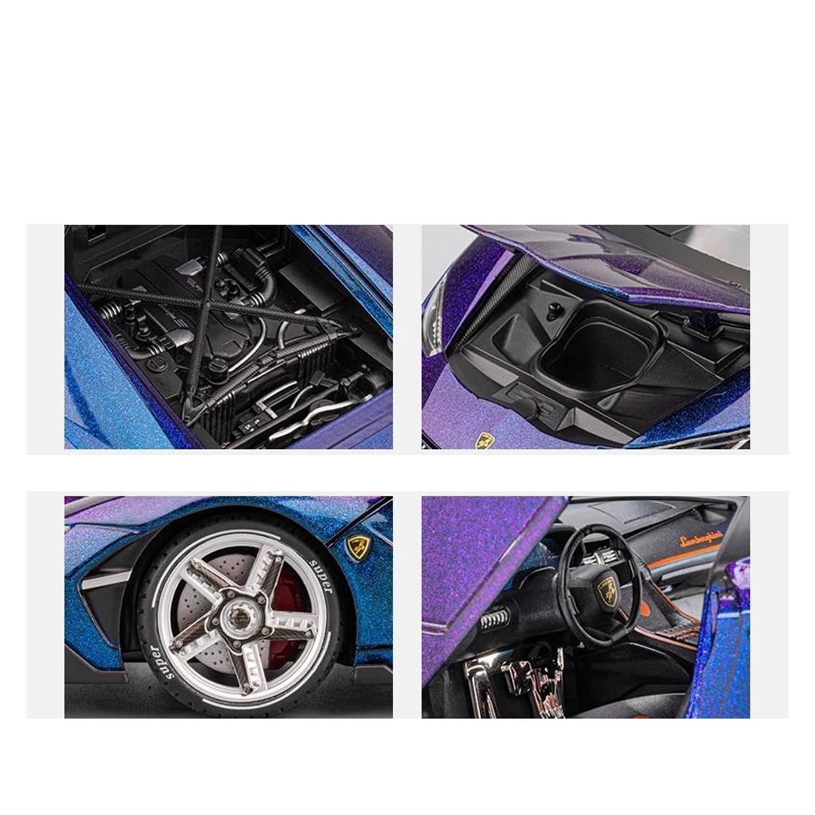 Veicoli a Motore in Scala 1:18 for La Collezione di Modellini di Auto in Lega di Zinco Pressofusa for Lamborghini Centenario LP770-4 Mini Statici Modello di Auto Replica(Black)