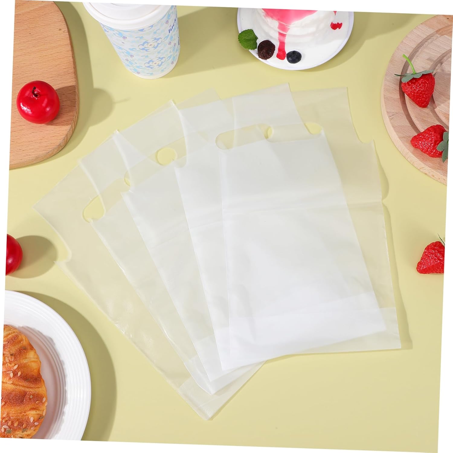 CHILDWEET 500pcs Cup Carrier Bags Handles for Drinks Sturdy Takeout Beverage Pouches for Coffee Shops Milk Tea Stores More Reliable Transport for Cups Bottles