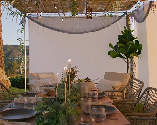 Miniatura 6 de The Sieger Open Air Sukkah - Paredes de malla completa para mantenerte fresco - Kit completo que incluye paredes de marco de bambú y postes de