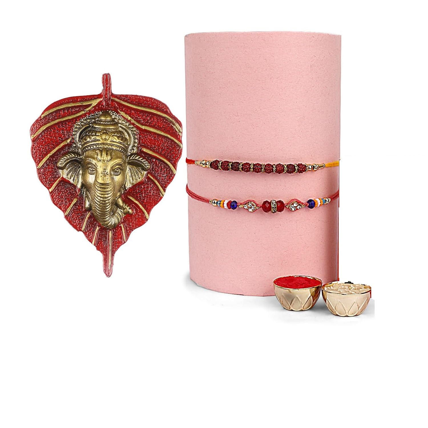 SATVIK Metal Pan Patta Ganesh Decorative Wall Hanging Showpiece Lord Ganesha on Leaf Home Decor. Indian Housewarming Return gift for bulk. Figurine pooja decoration item