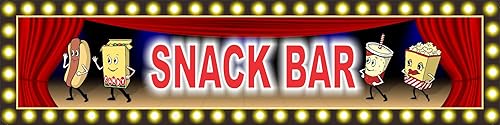 Letrero vintage de snack bar de cine  Decoración de pared de aperitivos de dibujos animados bailando con estilo retro de carpa