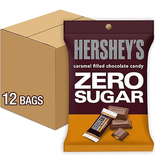 Caramelo de leche relleno de chocolate Hershey's, sin azúcar, bolsa de 3 onzas (paquete de 12)