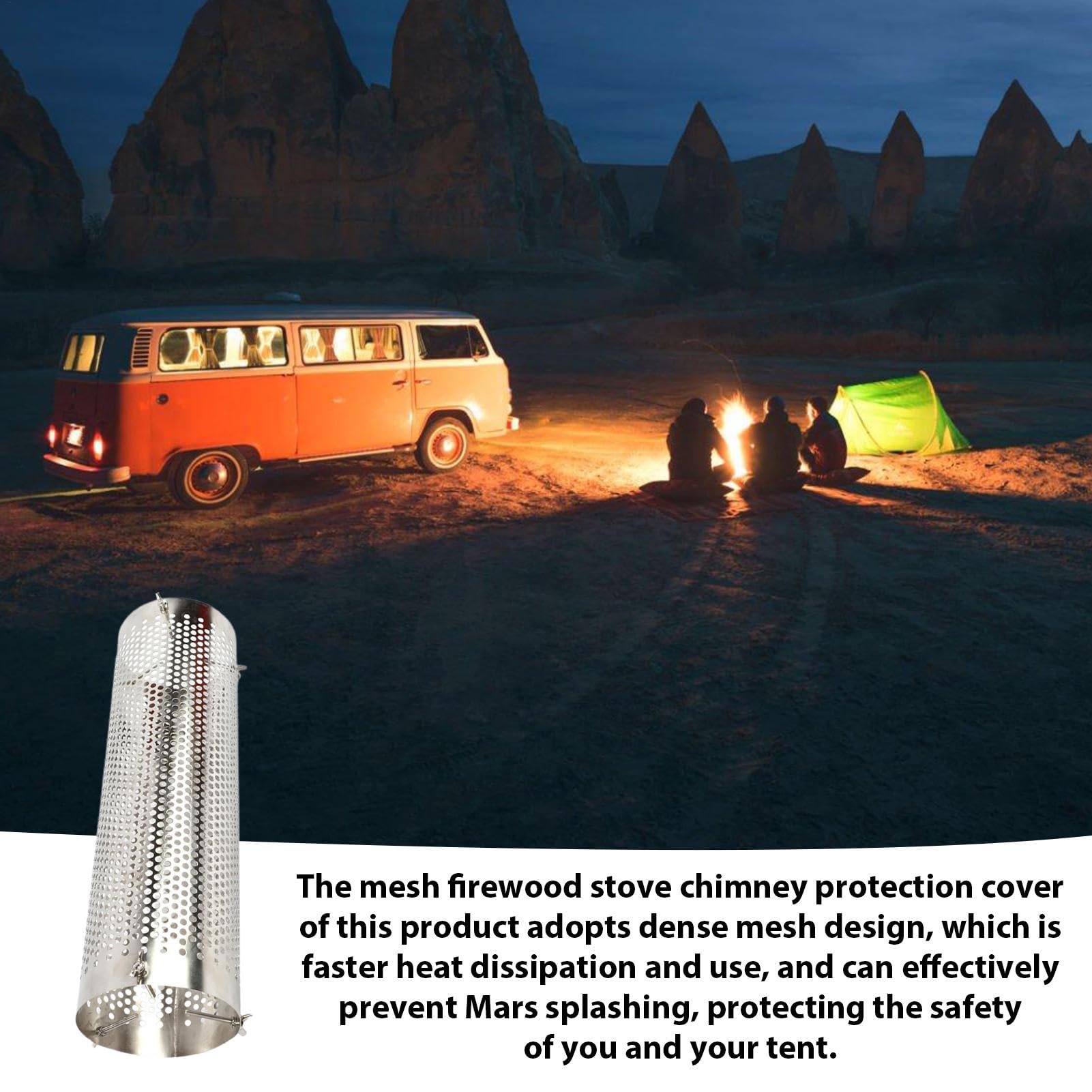 Scudo per da campeggio – scudo per tubo in acciaio inox, protezione per, da campeggio, copertura per tubo stufa | parascintille per caminetto da campeggio accessori p