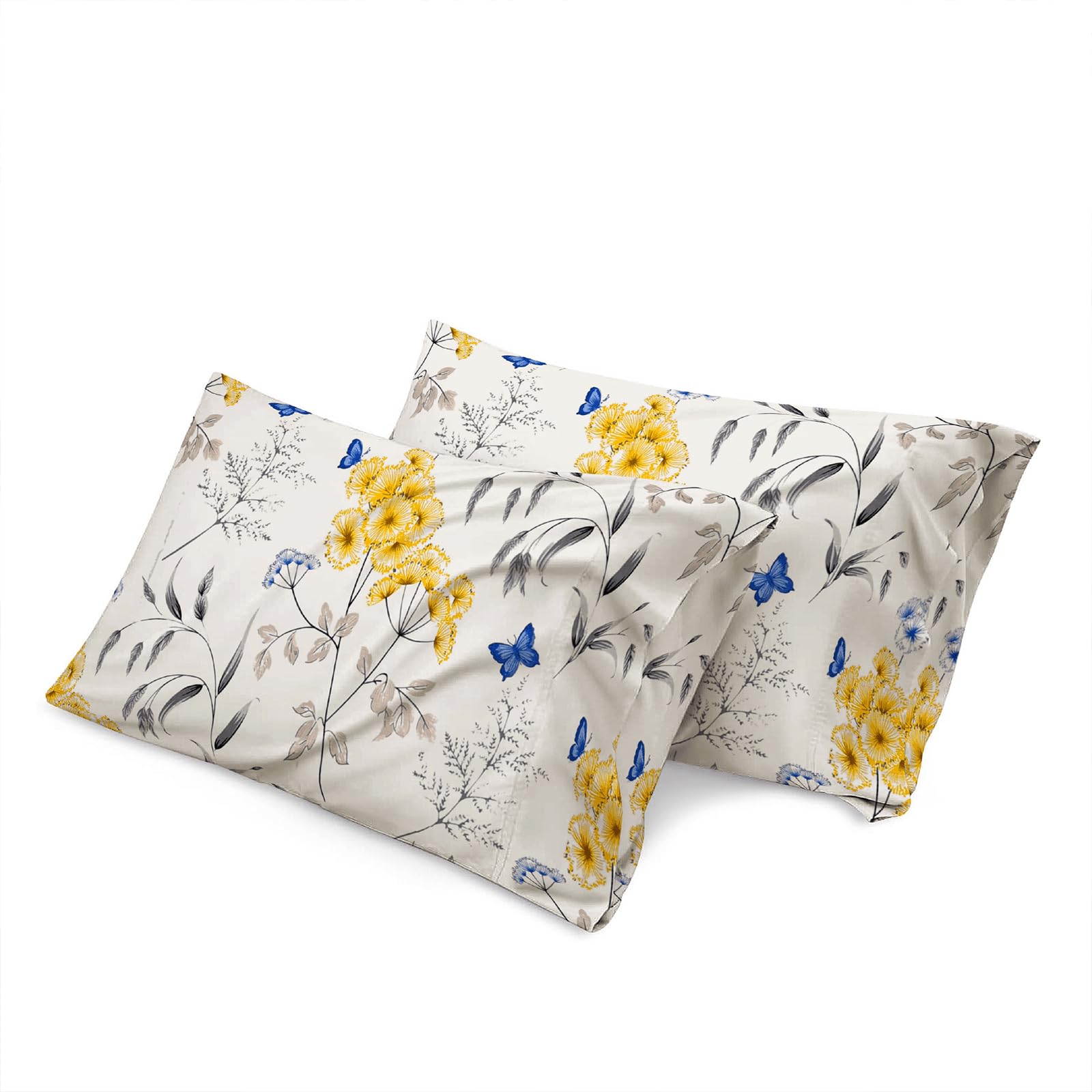 EverSoft Bedding 4Piece Set 100% Egyptian Cotton Printed King Size Duvet Cover with 1x Fitted Sheet & 2x Matching Pillow Case 400 Thread Count Floral Design Quilted Reversible Duvet Cover Set - Image 2