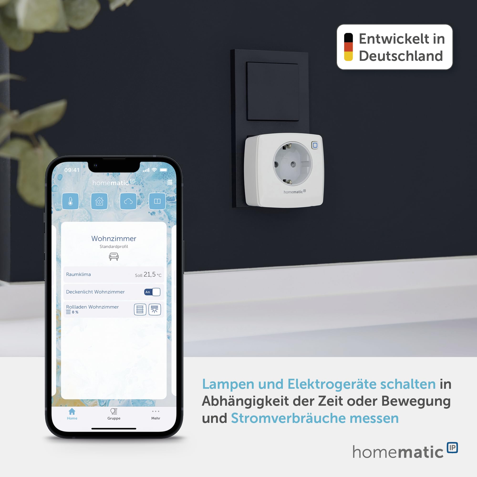 Homematic IP Schalt-Mess-Steckdose | Smart Home, Steckdose misst Strom, digitaler Zwischenstecker, Steuerung per App, Alexa/Google Home, Energie sparen, 157337A0