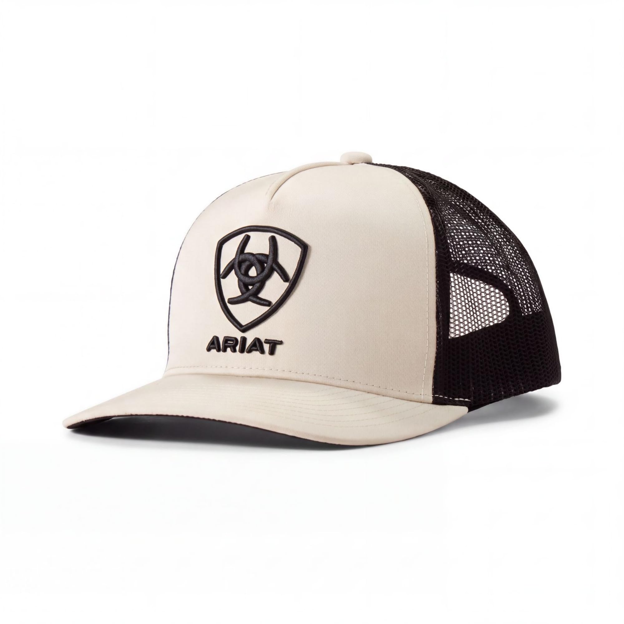 Ariat Męska haftowana czapka z logo khaki i brązowa