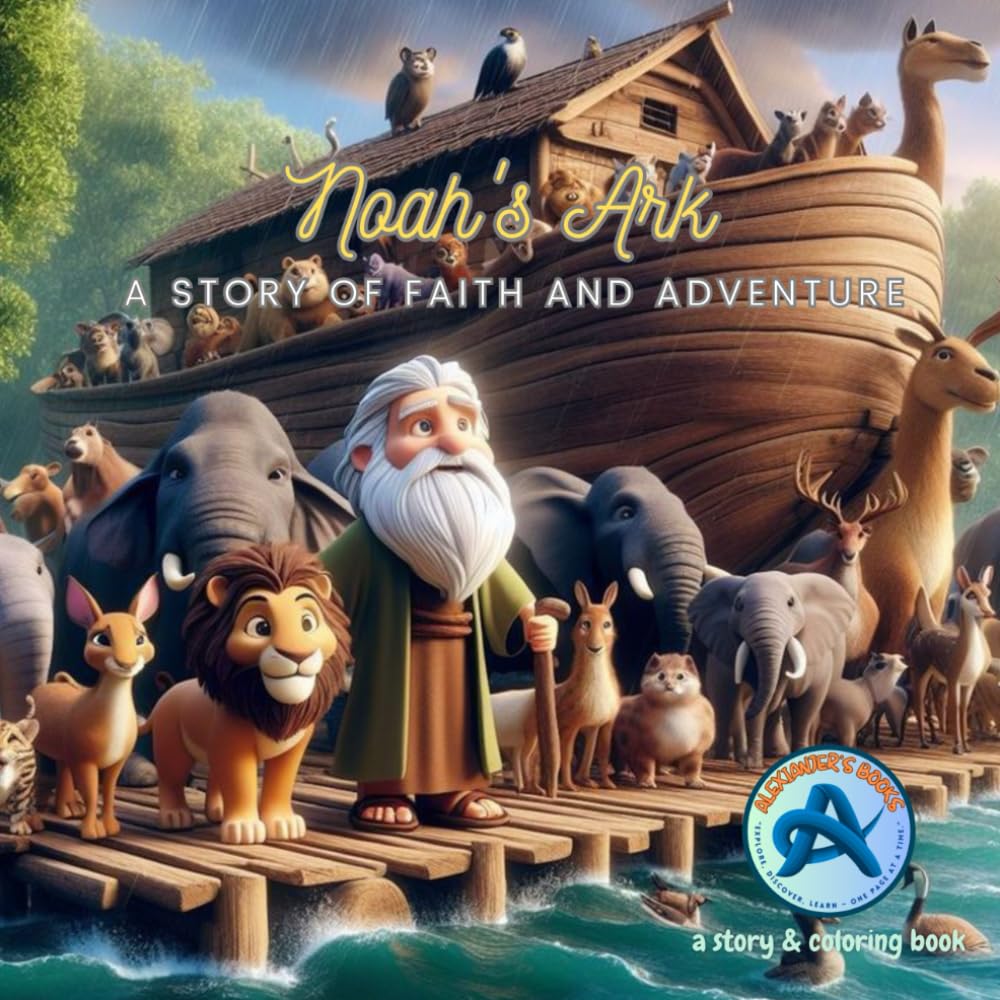 Bible Story and Coloring book : Noah's Ark: A Story of Faith and Adventure (Children's Bible Story and Coloring Books : Alexianjer's Books)