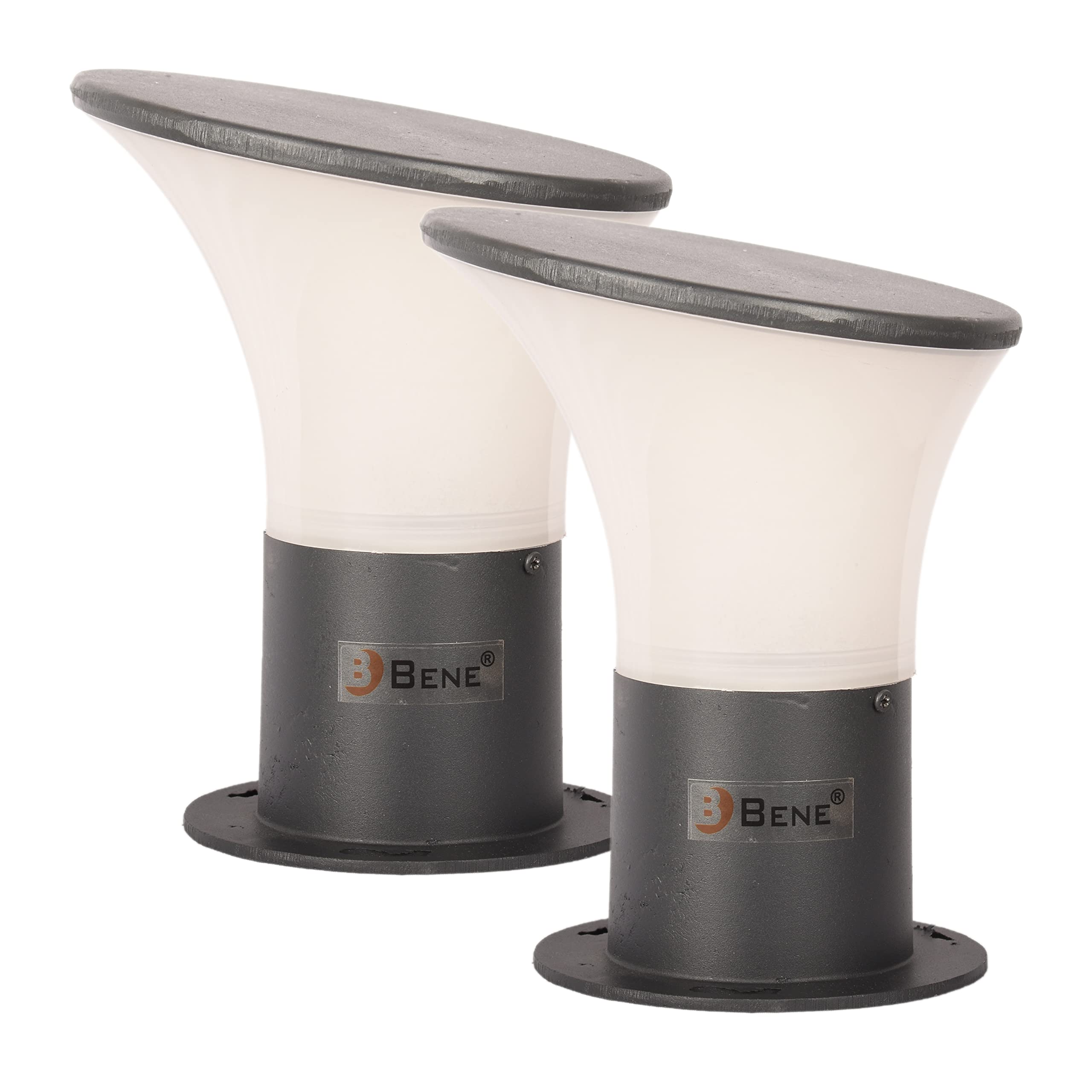 BENE Aluminium Oval Waco Garden Light 17 Cm Grey, Pack of 2 Pc