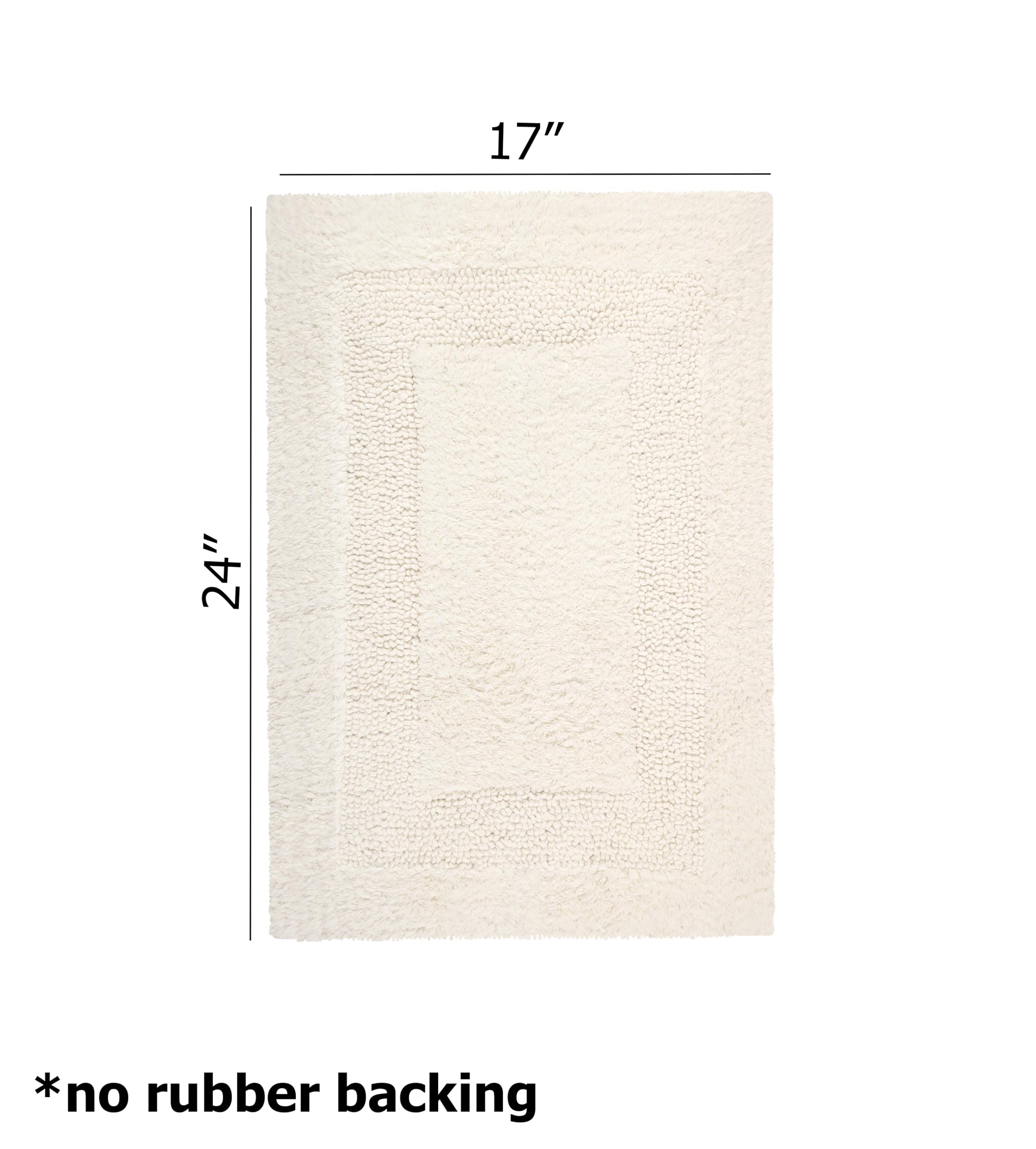 Cotton Craft Wendbarer Badteppich, weich, luxuriös, 43 x 61 cm, Elfenbeinfarben, 2 Stück