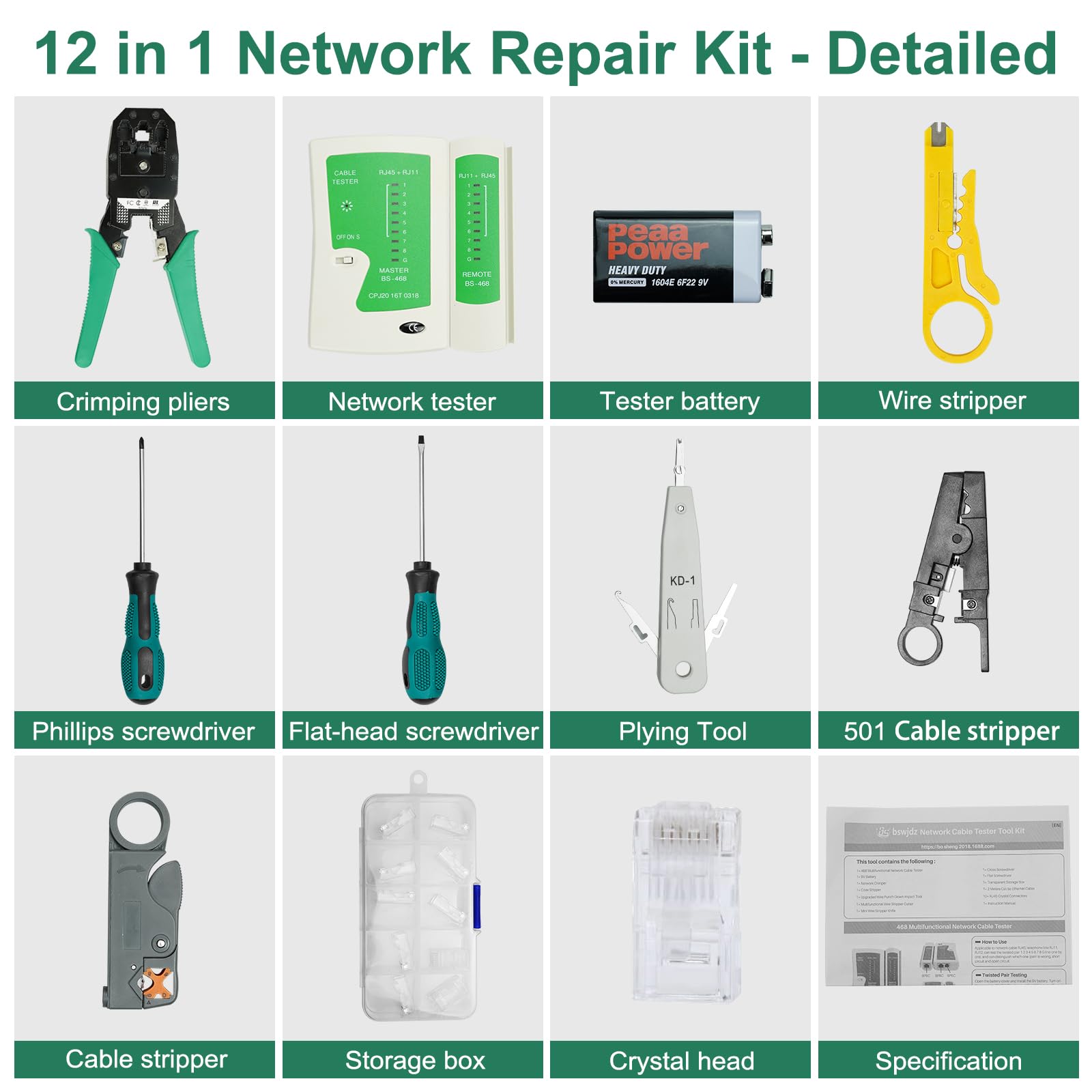 Kuman Outils De Réparation De Réseau Ensemble D'outils De Réseau