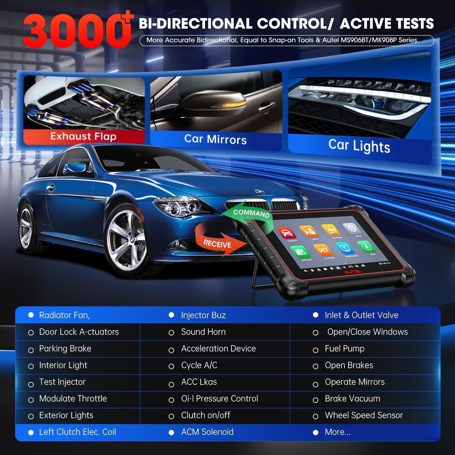 Autel MaxiCOM MK900BT Diagnosis Coche Multimarca, 2026 MK900 BT Igual Que MK900 MK808S MK808BT Pro, Maquina Diagnosis Coche como MP900BT MX900, 3K+ Prueba Activa, 40+ Servicio, Can FD DOIP, Todo SIS