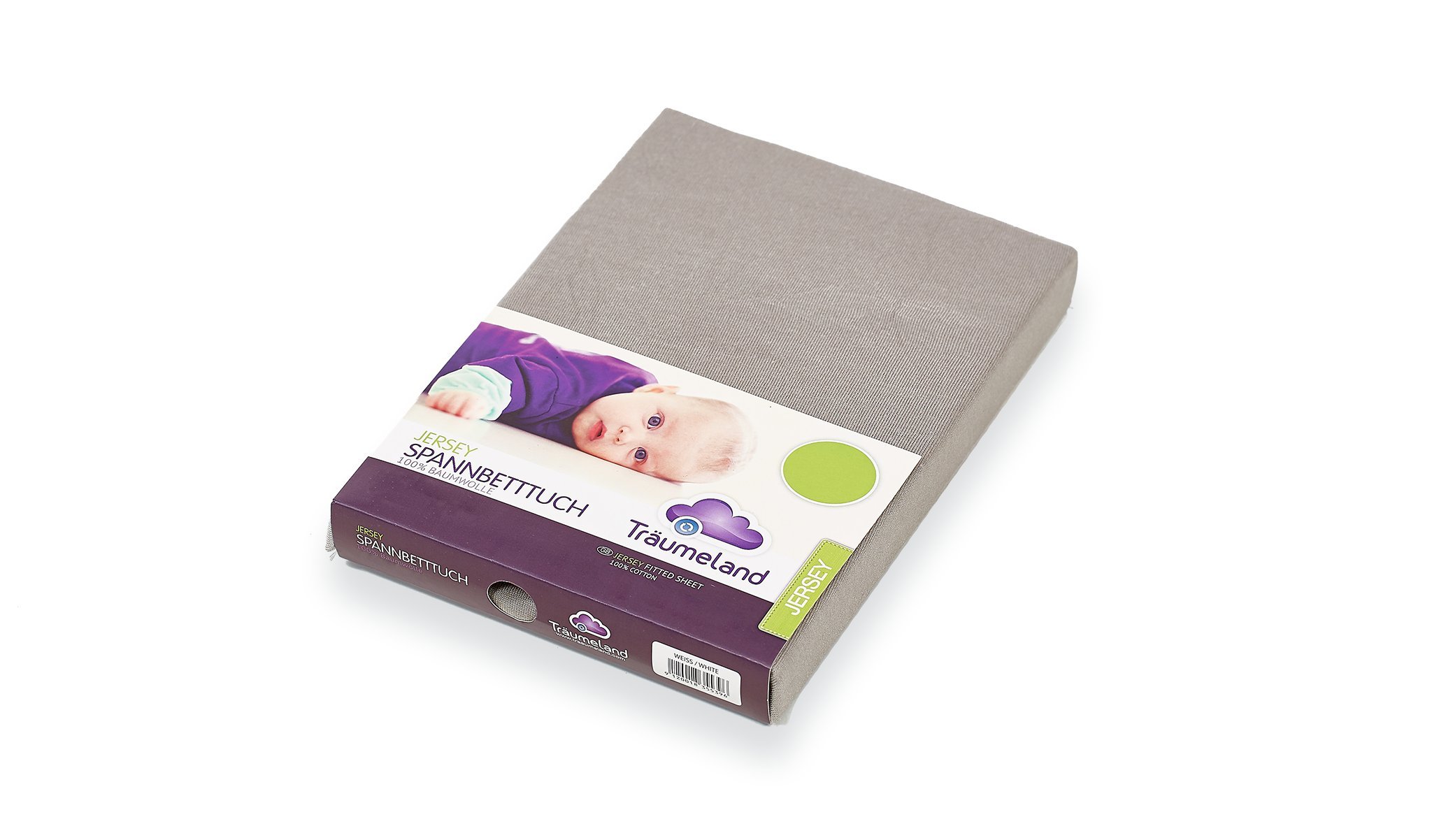 Traeumeland Jersey Cotton Fitted Sheet, 40 x 90 cm, Anthracite