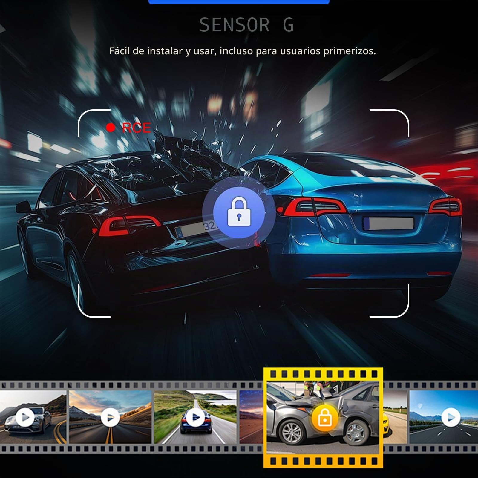 360 Grados 4 Canales Todo Alrededor 1080P Car Dash CAM, 3 Pulgadas IPS Pantalla con WiFi/64GB/G-Sensor/Cámara Trasera/24H Modo Aparcamiento/Visión Nocturna/Grabación en Bucle