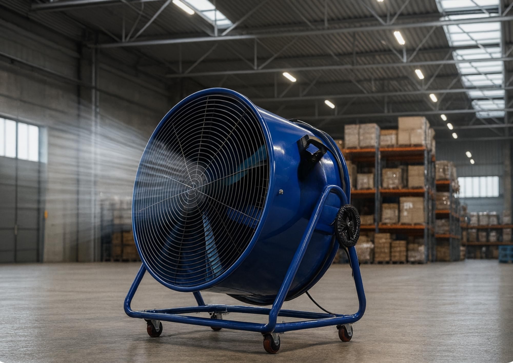 Aktobis WDH-WM120 Windmaschine, 9.600 m³/h, tragbares Axialgebläse, blau - Industrie-Ventilator für Baustelle und Werkstatt