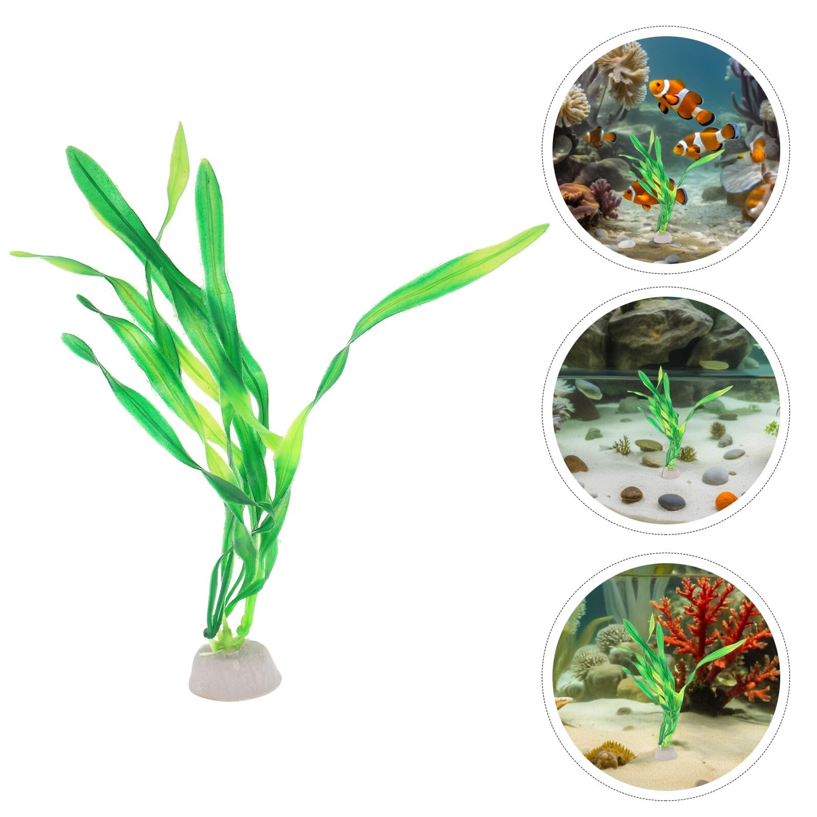 Plantas Artificiales para Peceras 30 Piezas 20 Cm Algas Verdes de Plástico Base, Decoración Acuática para Tanques de Peces Tropicales y Bettas, Accesorio para Acuarios