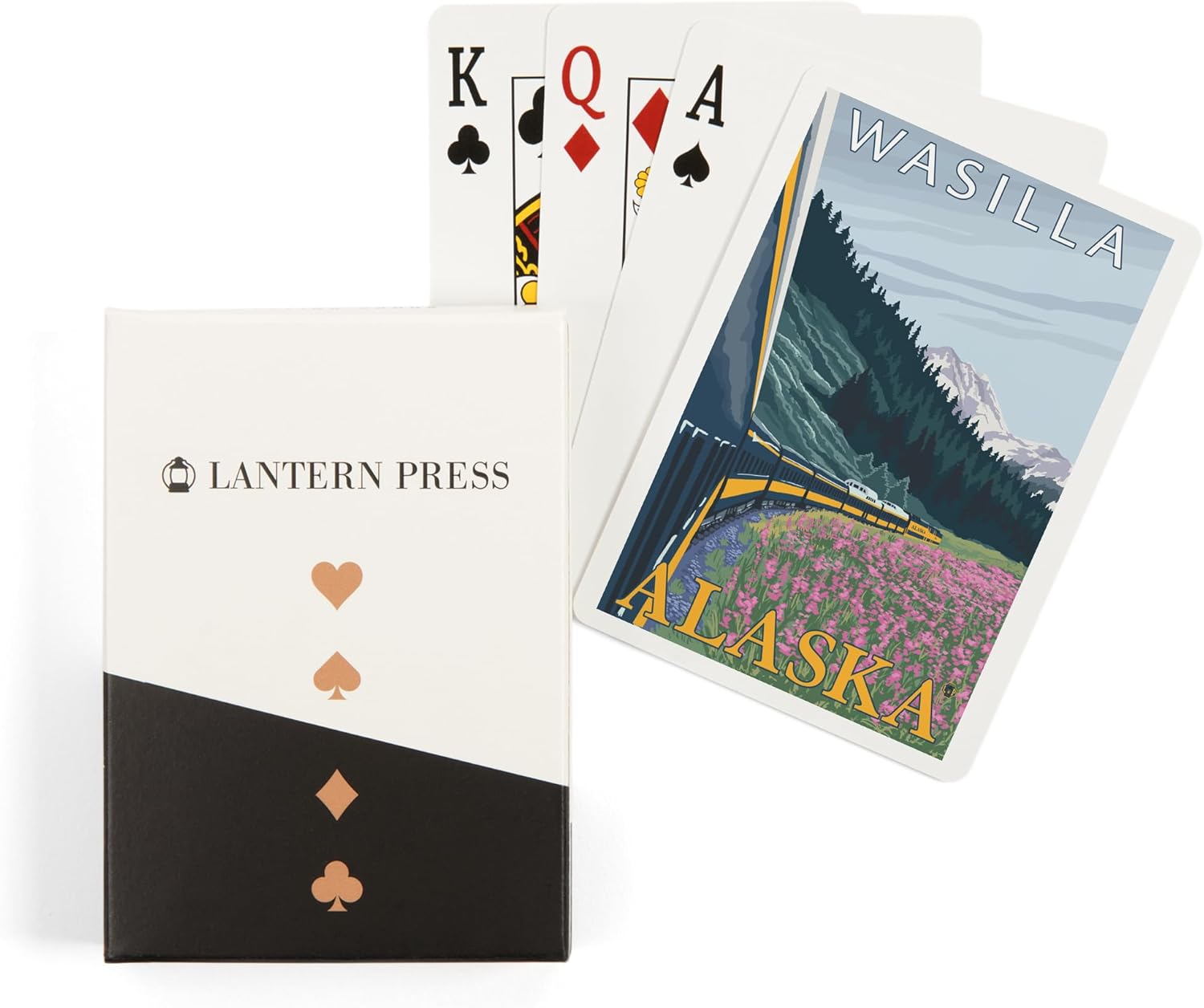 Lantern Press Alaska Railroad Scene, Wasilla, Alaska, 52 Playing Cards for Adults, Poker Size Card Deck