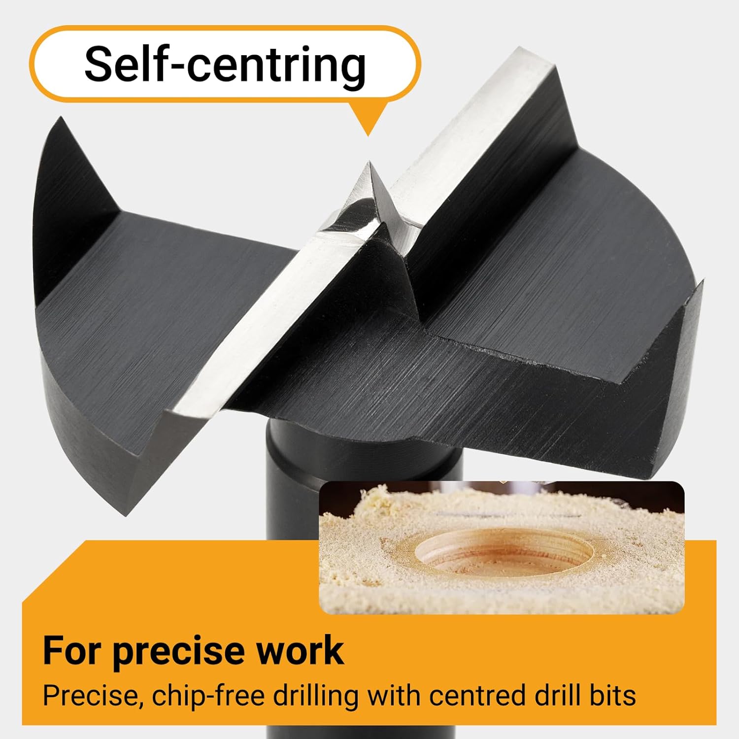 Forstner Drill Bit Set 5 Pieces for Wood Diameter 15/20/25/30/35 mm, Length 90 mm Wood Drill Bit Set