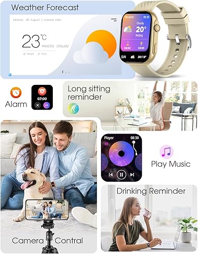 Miniatura 5 de BYBUKCKR Reloj inteligente para hombres y mujeres (respuestahacer llamadas), reloj inteligente de 2 pulgadas para teléfonos Android y compatible con