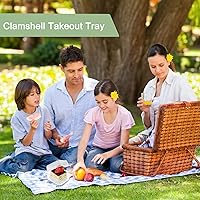 Vista 7 de Paquete de 100 Recipientes de Comida Cuadrados de Plástico Transparente con Bisagras, Recipientes de Plástico Desechables para Llevar con Tapas