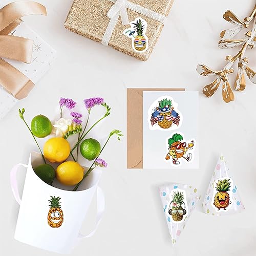 Miniatura 3 de 500 calcomanías de piña, lindas etiquetas de dibujos animados de 1 pulgada con 10 patrones, rollos de calcomanías autoadhesivos para álbumes de