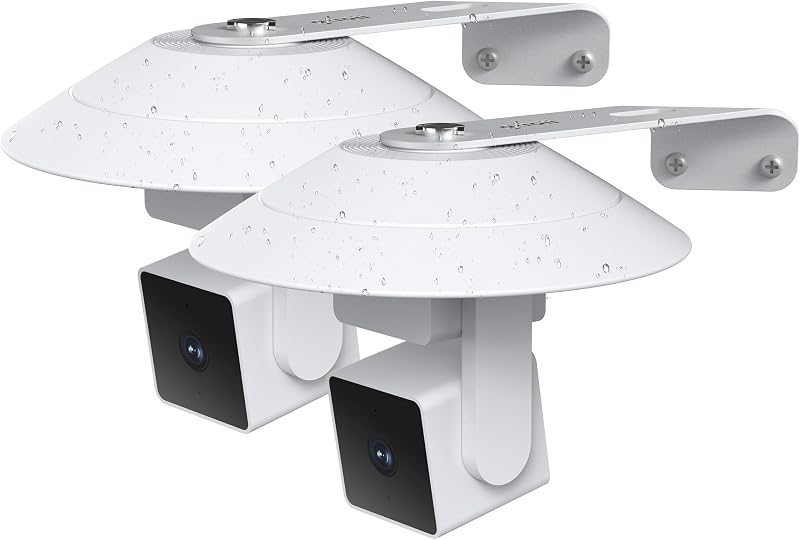 2 Pack Wall Mount for WYZE Cam Pan V3 & Cam Pan V4, Weatherproof Cover and Outside Corner Accessories, Reduce Blind Spots (White, Camera not Included)