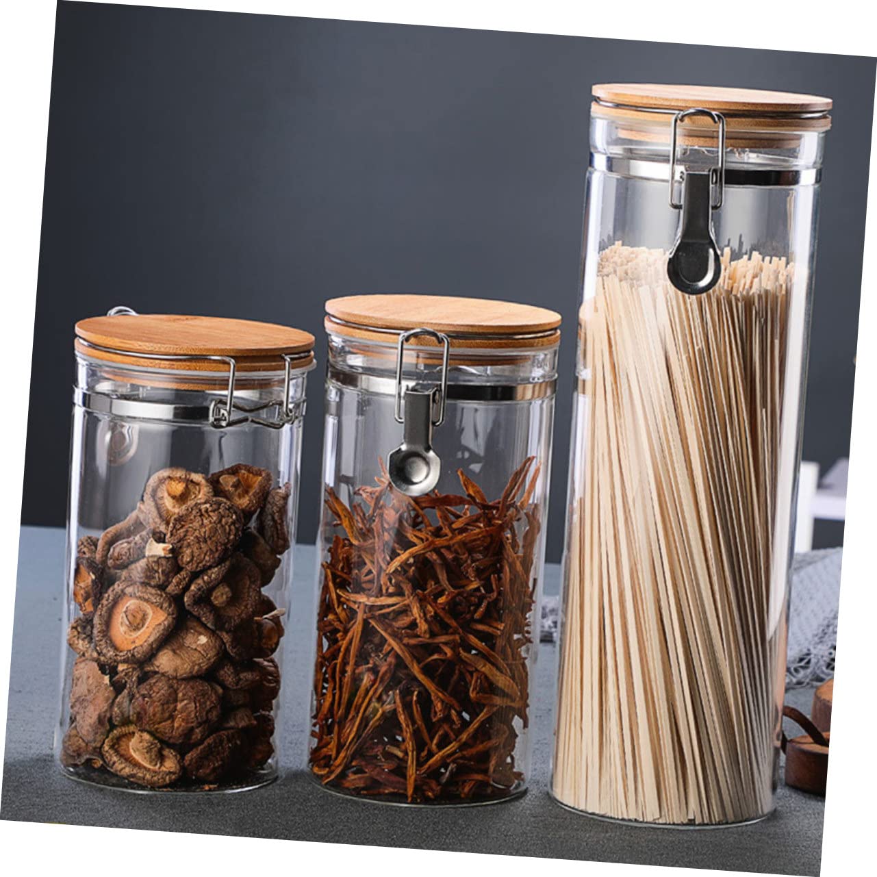 2 Stück Vorratsgläser 1140ml und 1280ml aus Glas mit Edelstahldeckel | Luftdicht Verschlossen, für Mehl und Getreide, Klare Ausführung für Küche