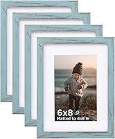 Vista 50 de KINLINK Juego de 4 portarretratos plateados de 5 x 7, marcos de fotos de madera con paspartú de 4 x 6 con plexiglás para 4 x 6 con paspartú o 5 x 7