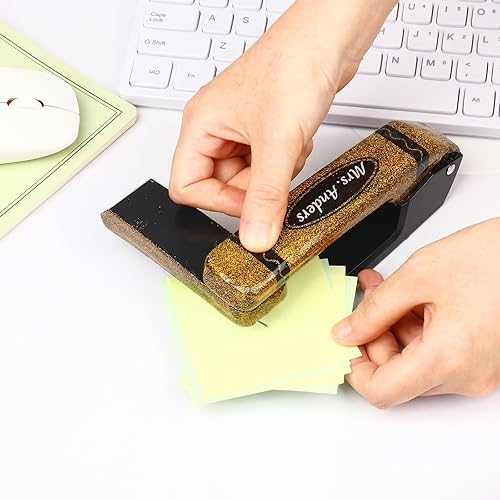 Miniatura 5 de Engrapadora de purpurina personalizada con diseño de crayón, engrapadora giratoria con nombre personalizado, regalo para profesor (personalizada)