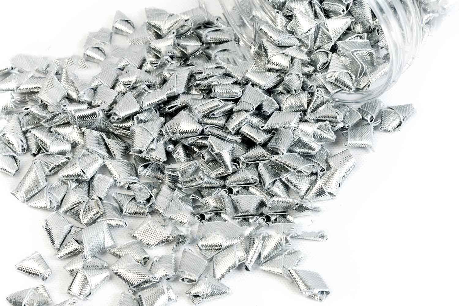 Mohan Shoppe Silver Color Gota Patti for Embroidery Dresses Ladies Suits Saree Blouses Decoration Making Purpose (Pack of 50 Gram)-image-2