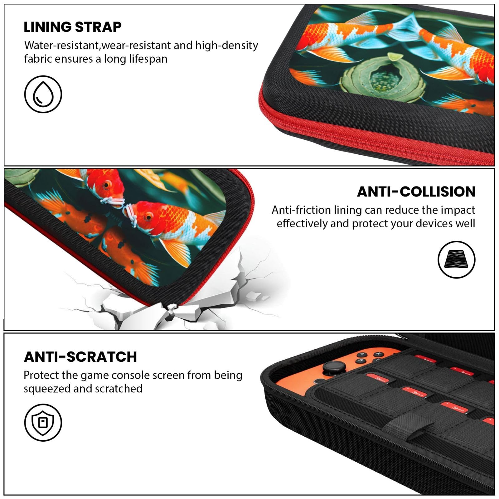 Amazon.com: NOUZU Pretty Koi Fish print Hard Travel Bag for