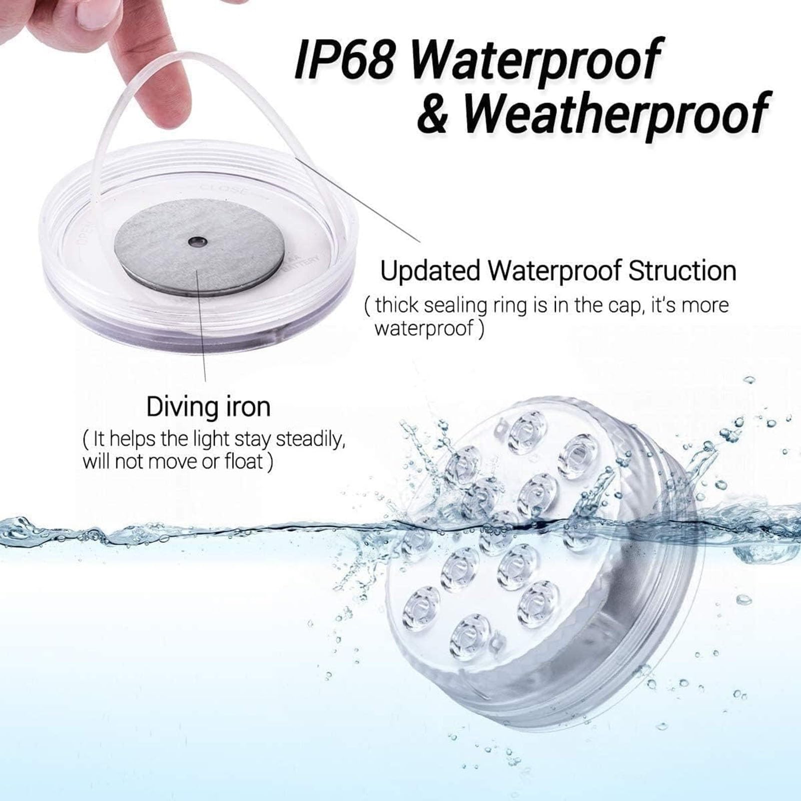 Lampe De Fontaine LED Submersible - Lampe De Charge Magnétique Étanche IP68, Éclairage De Paysage pour Piscine Extérieure, pour Spa, Bain, Étang, Aquarium, Fête