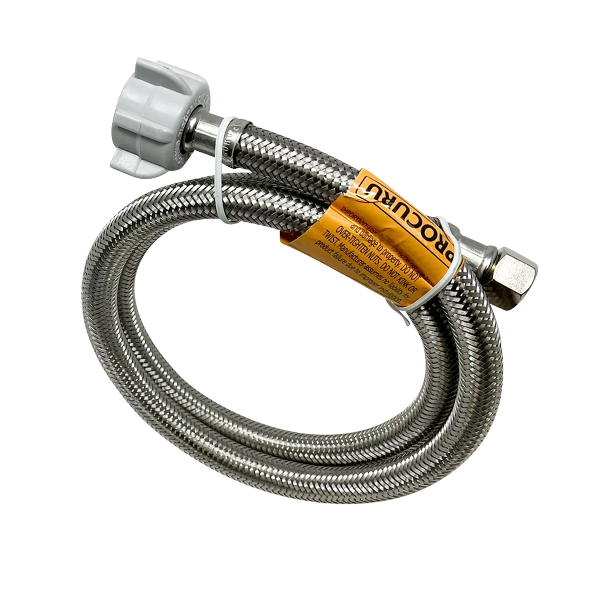 EZ-Fluid 20" Toilet Water Supply Connector – 3/8" Comp X 7/8" Female Brass Ballcock, Braided Stainless Steel, Metal Nuts, Leak-Proof