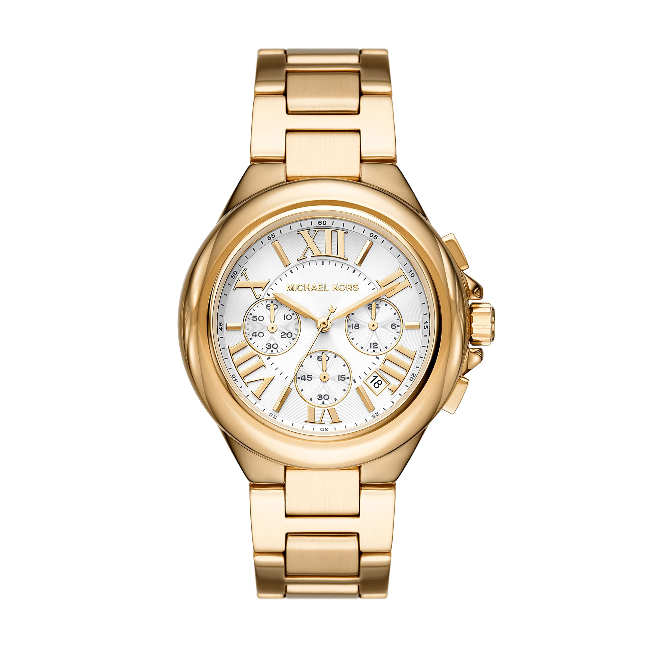 Michael Kors Camille Reloj para Mujer, Movimiento cronógrafo con Correa de Acero o Piel