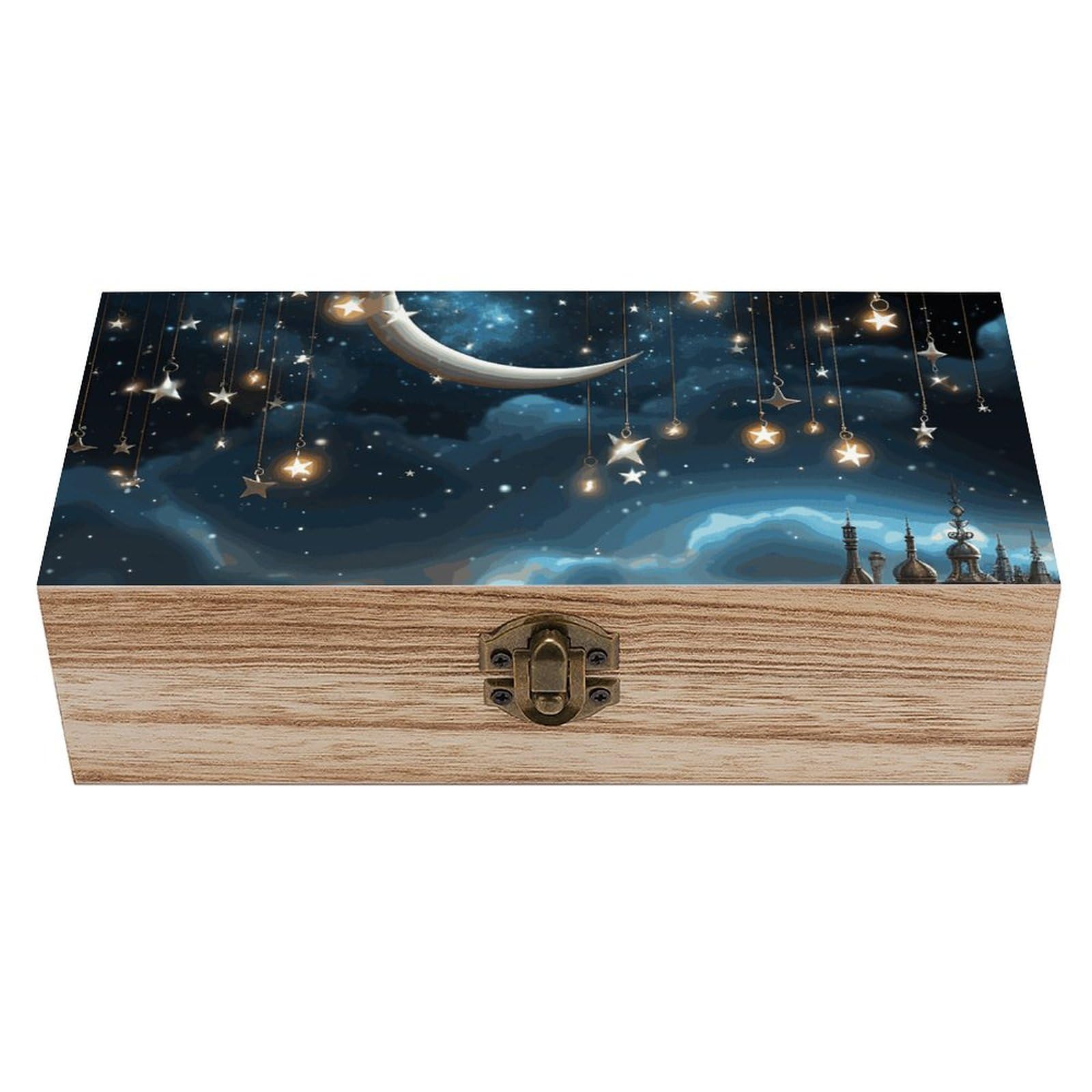 Boîte en bois à suspendre contre le désordre mural lune étoiles