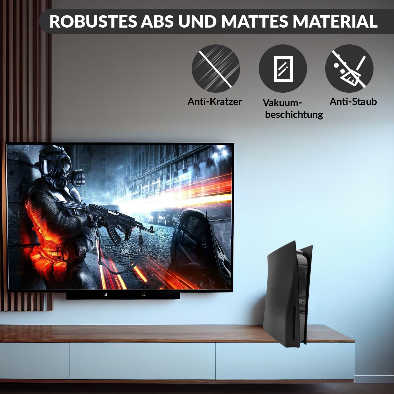 MatoSan® Faceplate für Disc Edition | Kompatibel mit PS5 Cover Schwarz | Frontplatte für PS5 Konsole, Seitenplatten für PS5 Zubehör (Nicht für PS5 Slim/Pro)