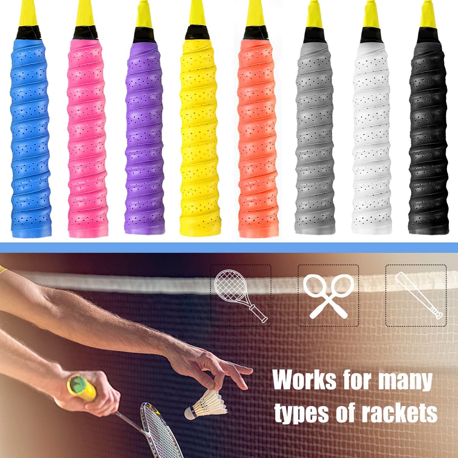 ZXNJA Griffband Set 6 Stück - Selbstklebende Tennis & Badminton Griffbänder In 6 Farben