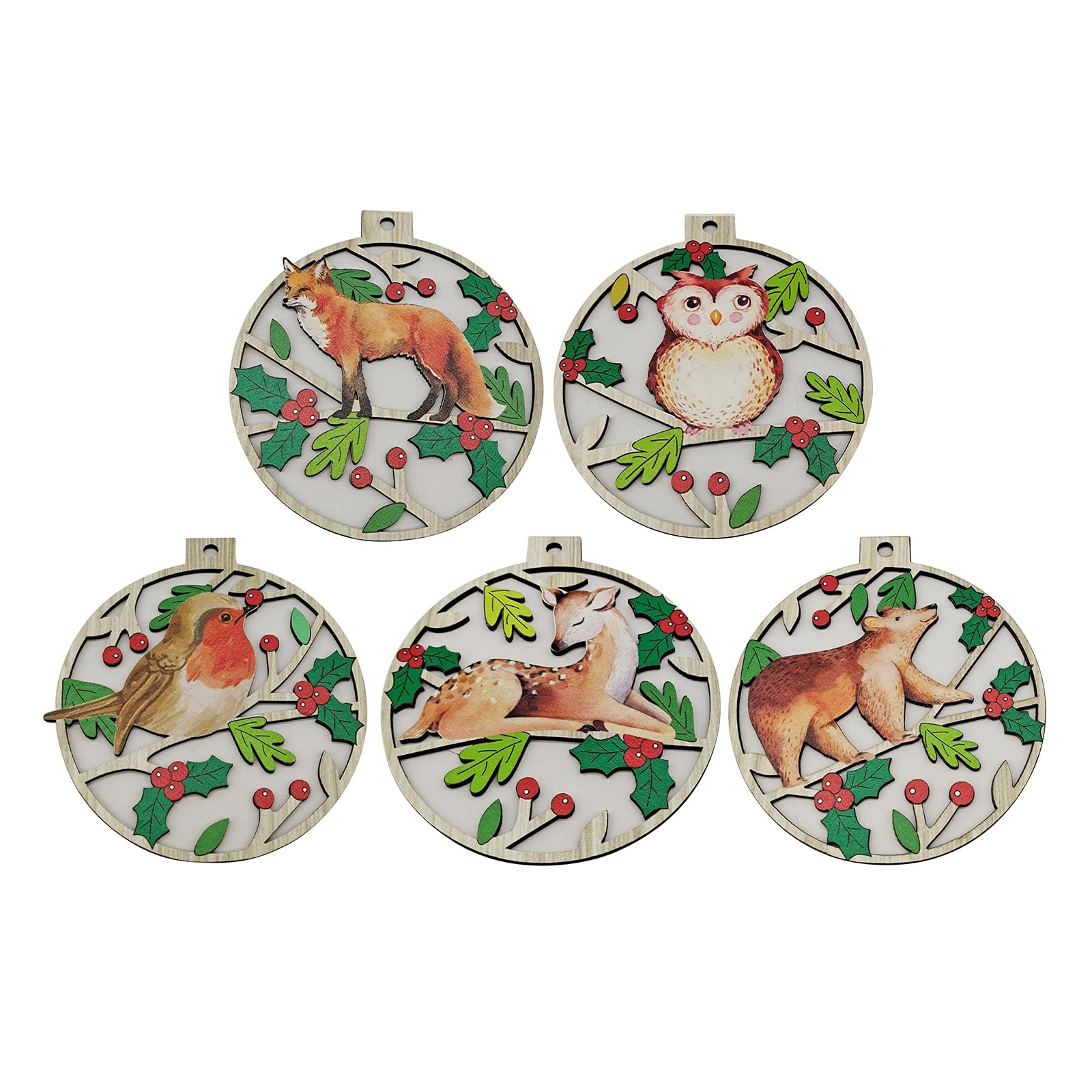 Christmas Wooden Ornament Round Shape Christmas Tree Pendant Hanging Ornaments Decorations Hanging Decorations